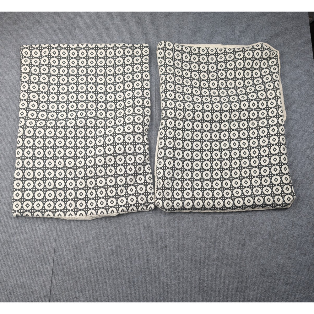 CB2 Melina Organic Cotton Pillow Shams Set 20x26in Crate & Barrel Woven Jacquard